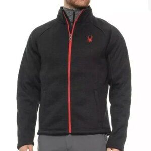 Spyder Stellar Full Zip Jacket Fleece Lined Zipper Pockets Black Red Mens Sz Sm